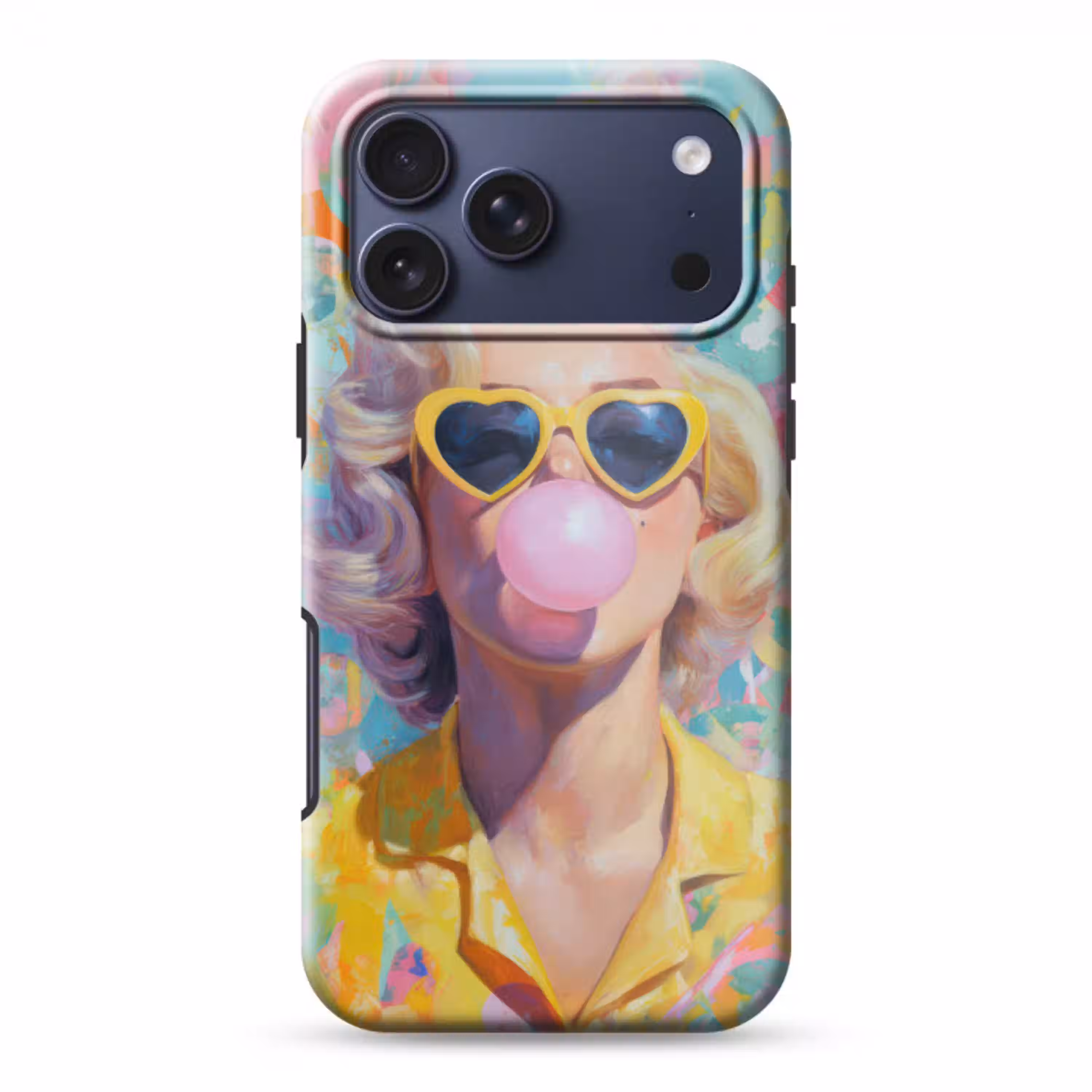 Vrouw - Blond - Roze kauwgom - Kleurrijk - Pastel Toughcase MagSafe Apple iPhone 17 Pro Max klein -3d