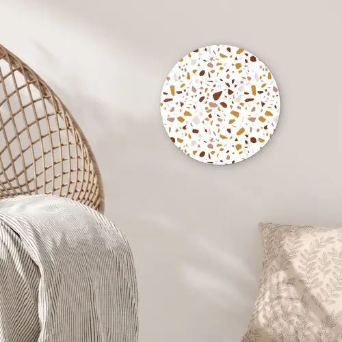 Terrazzo -  Patroon - Wit - Urban Wandcirkel kunststof plaat 5mm dik klein 188 -sfeer5