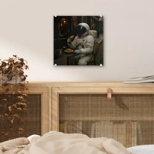 Café - Croissant - Koffie - Astronaut plexiglas 5mm klein -sfeer4