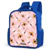 Lieveheersbeestjes en libellen op roze achtergrond Kinderrugzak - Blauw middel -schuin