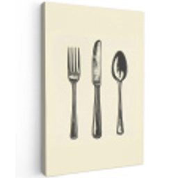 Zwart - Illustratie - Bestek Tuinposter op houten frame 2 cm dik middel -3d