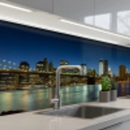 Stadslichten - Avond - Skyline - Brug keuken achterwand 2 middel -3d_schuin