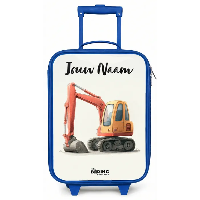 Graafmachine - Getekend - Oranje Kinderkoffer - Blauw klein -zz3dotto