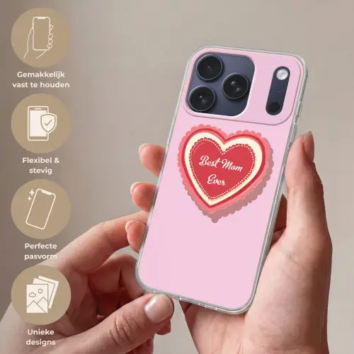 Tekst - Hartje - Moeder - Roze Telefoonhoesje iPhone 17 Pro klein -sfeer3_NL