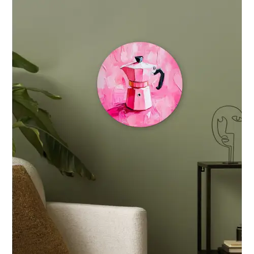 Roze - Verf - Coffee Wandcirkel plexiglas klein -sfeer3
