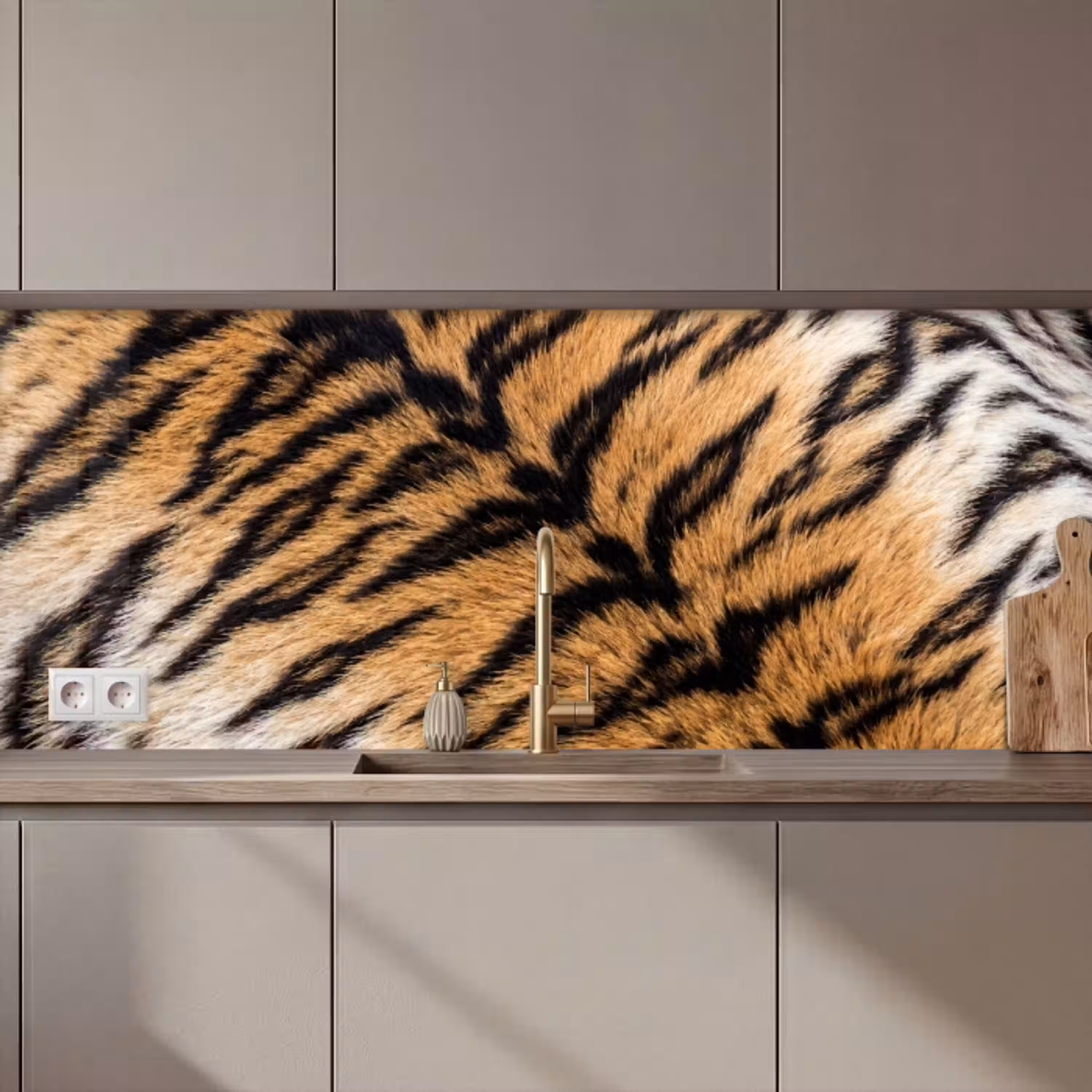 Realistisch - Tijgervacht - Zwart keuken achterwand 2 middel zz_3dshopping