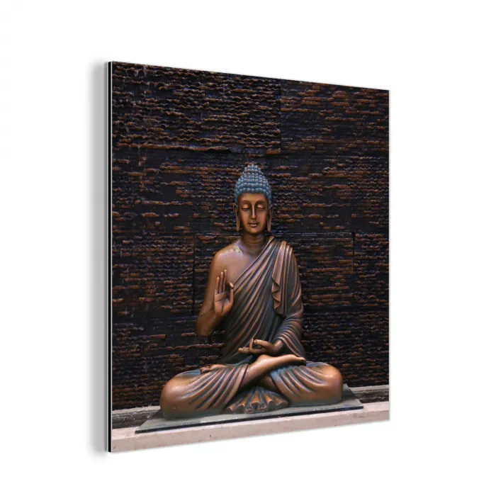 Boeddha - Buddha beeld - Bruin - Spiritueel - Meditatie aluminium wit klein -3d