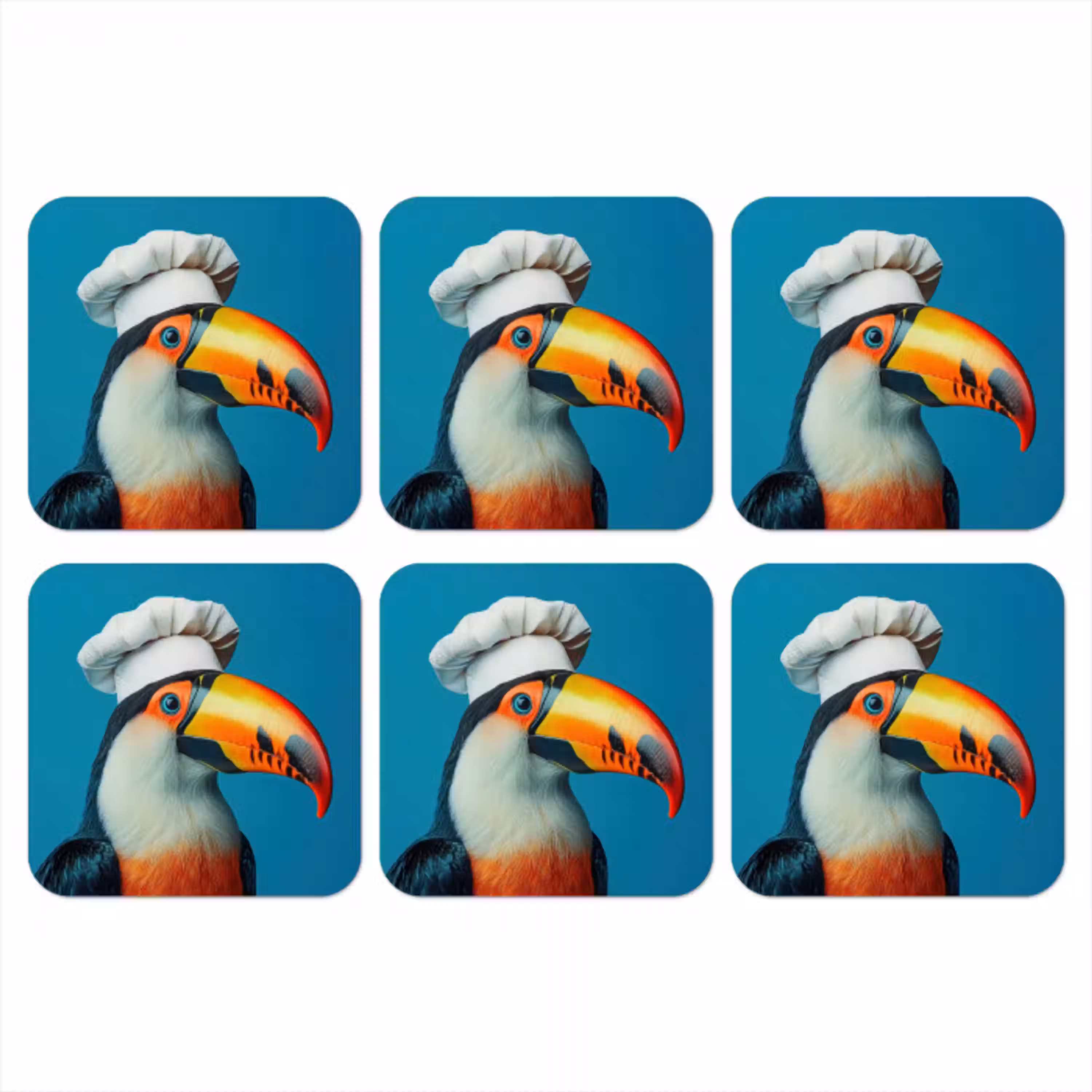 Toekan - Papegaai - Vogel - Koksmuts onderzetter kurk middel -3d