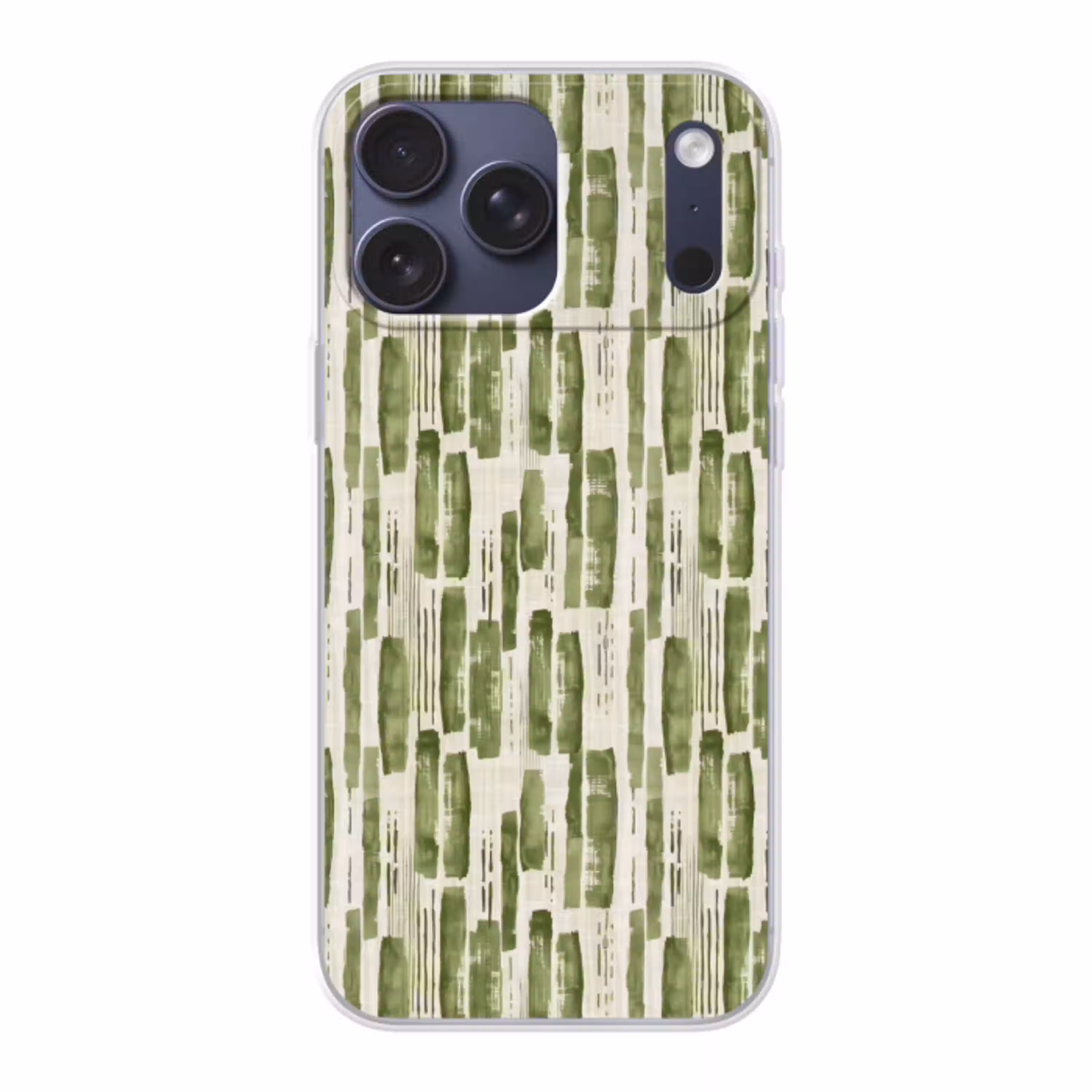 Groen - Abstract - Penseelstreken - Linnen - Patroon Telefoonhoesje iPhone 17 Pro Max klein 879 -3d