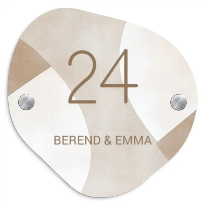 Abstract beige - Klassiek Naambord Organisch middel -3d