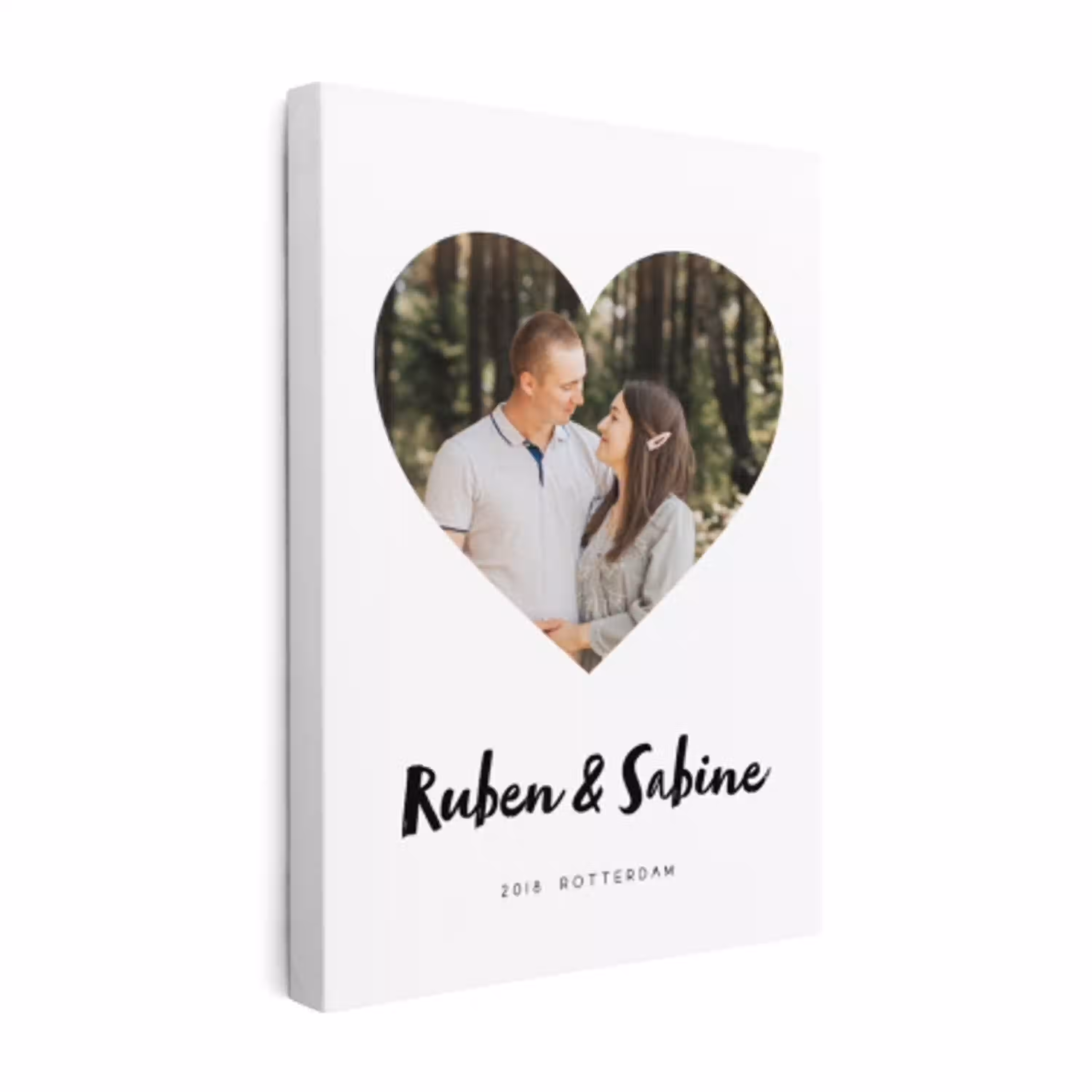 Foto op canvas met tekst - Productbeeld - Hart template van een koppel met namen