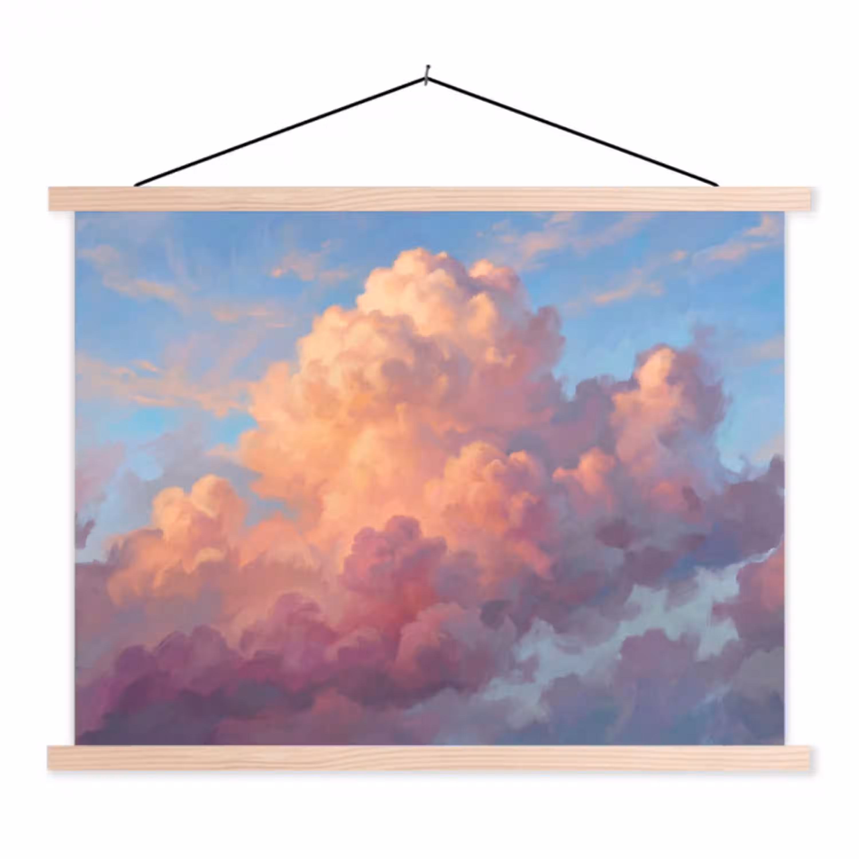 Wolken - Lucht - Natuur - Abstract - Kleurrijk textielposter latten blank klein -3d