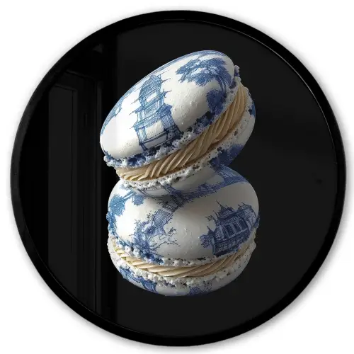 Eten - Macarons - Delfts blauw - Koekjes Fotolijst rond zonder passe partout klein -3d