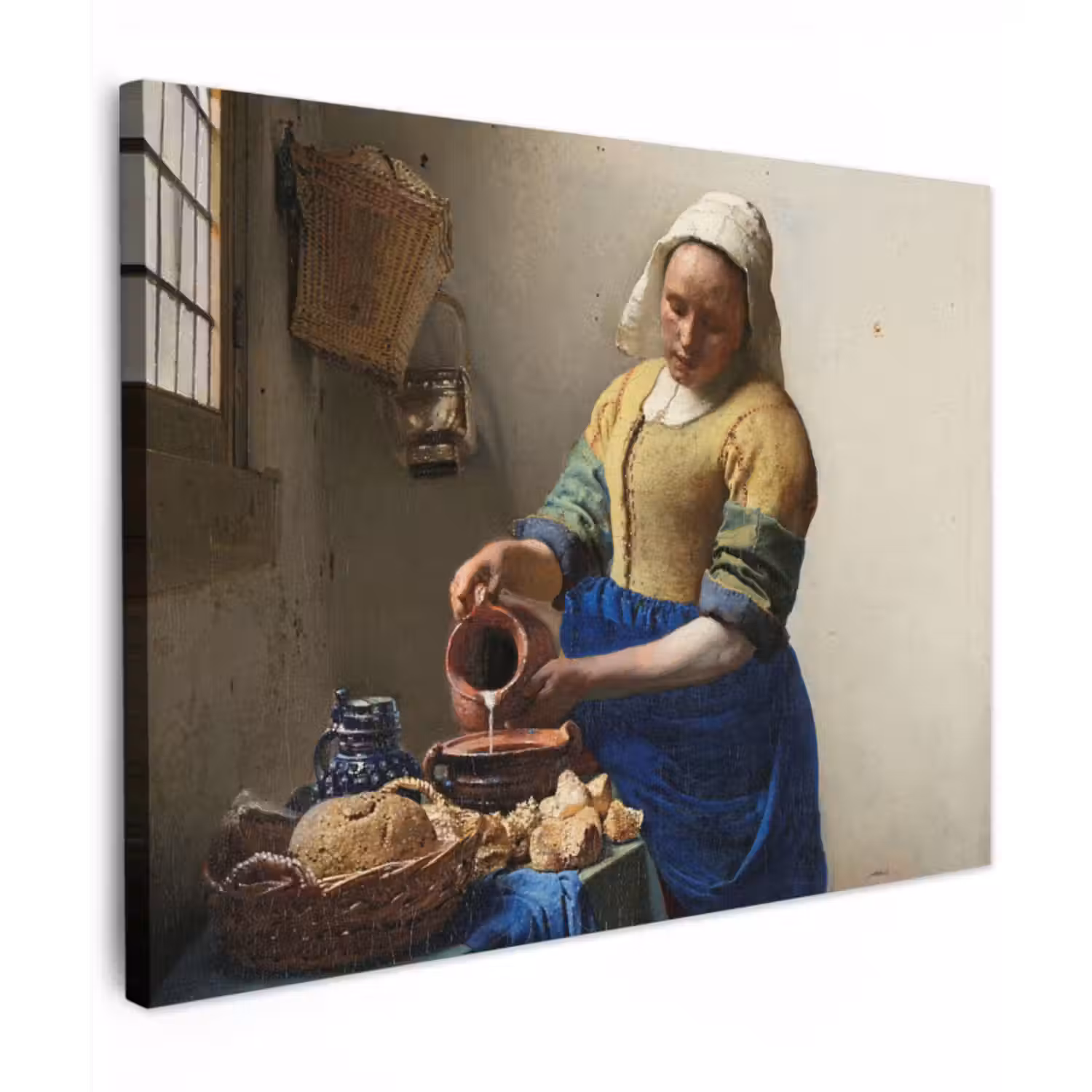 Canvas schilderij - Het melkmeisje - Schilderij van Johannes Vermeer