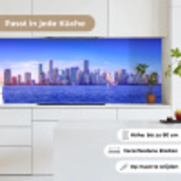 Skyline - Blauw - Wolkenkrabbers - Stad keuken achterwand 2 middel -sfeer4_DE