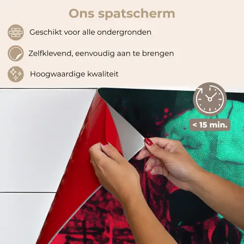 Schedel - Cyberpunk - Neon Rood keuken achterwand spatscherm klein -spatscherm_NL