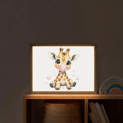 Giraffe - Roze - Kauwgom Light Box met batterij (Wandlamp kind) middel -sfeer1_kind