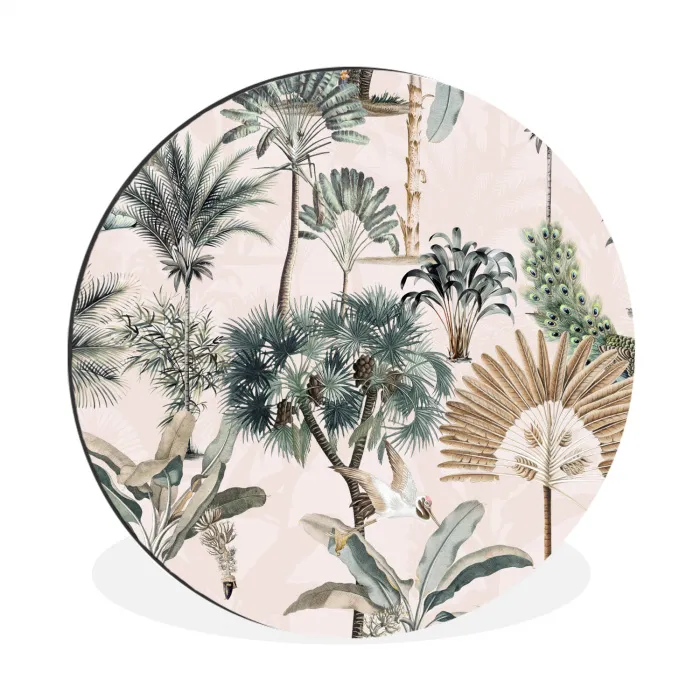 Inductie afdekplaat - Vintage - Jungle - Dieren - Natuur - Inductie beschermer Wandcirkel aluminium klein -3d