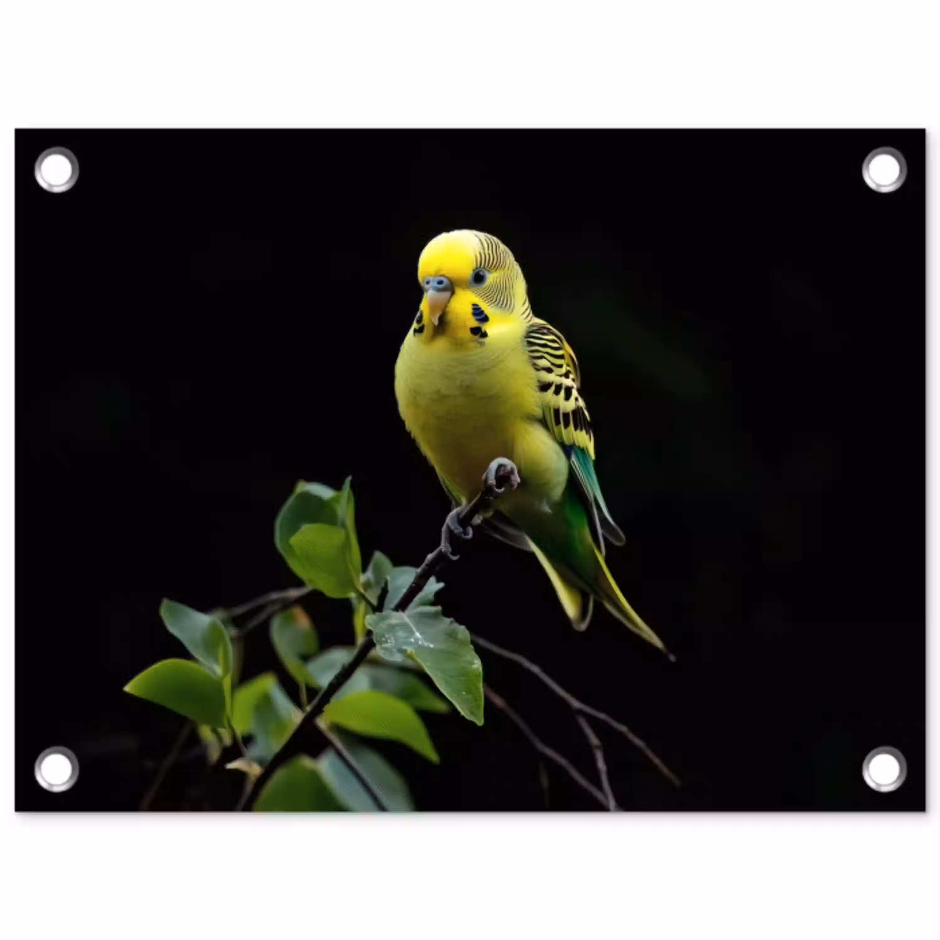 Parkiet - Tak - Bladeren - Geel tuinposter los doek klein -3d