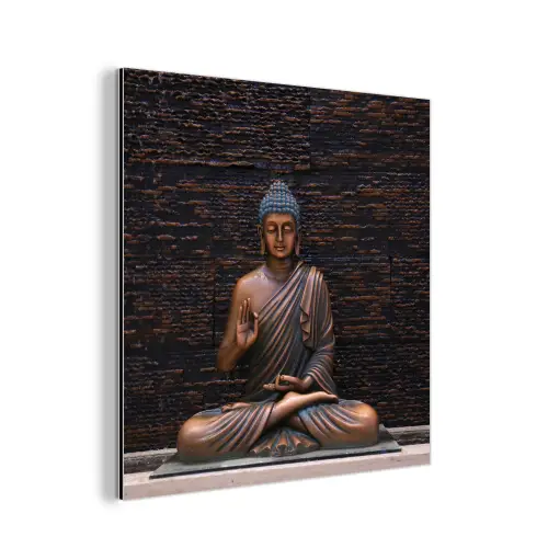 Boeddha - Buddha beeld - Bruin - Spiritueel - Meditatie aluminium wit klein -3d