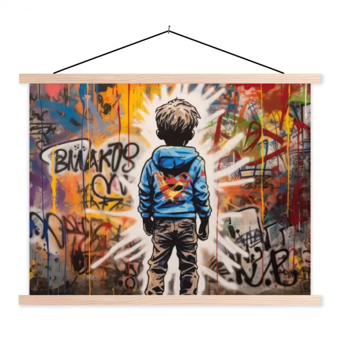 Graffiti - Jongen - Kleuren - Kunst - Street Art textielposter latten blank klein -3d