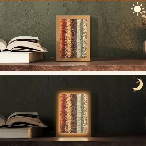 Banen - Verticaal - Kruiden - Variatie Light Box met kabel (Tafellamp) klein -sfeer3
