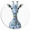 Giraffe - Delfts blauw - Dieren - Minimalistisch Wandcirkel kunststof plaat 5mm dik klein -3d