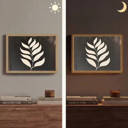 Blad - Wit - Minimalistisch Light Box met batterij (Wandlamp) middel -sfeer3