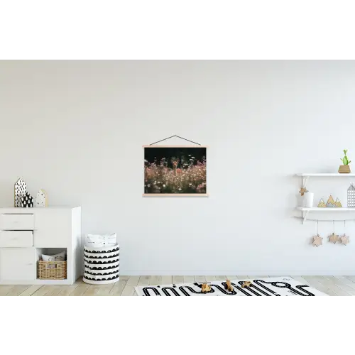 Hert - Wilde bloemen - Bos textielposter latten blank klein -kinderkamer