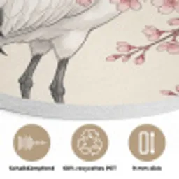 Aziatisch - Kraanvogel - Beige Akoestische PET Vilt - Rond klein -closeup_DE
