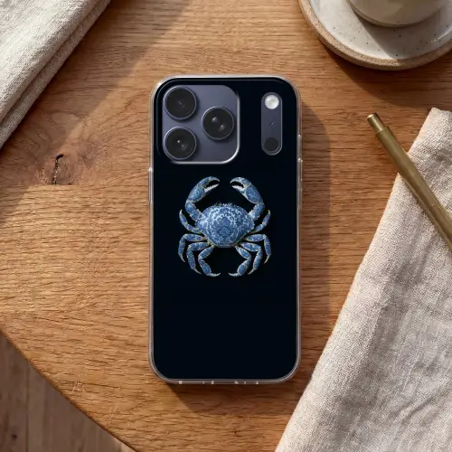 Krab - Delfts blauw - Dieren Telefoonhoesje iPhone 17 Pro klein -sfeer1