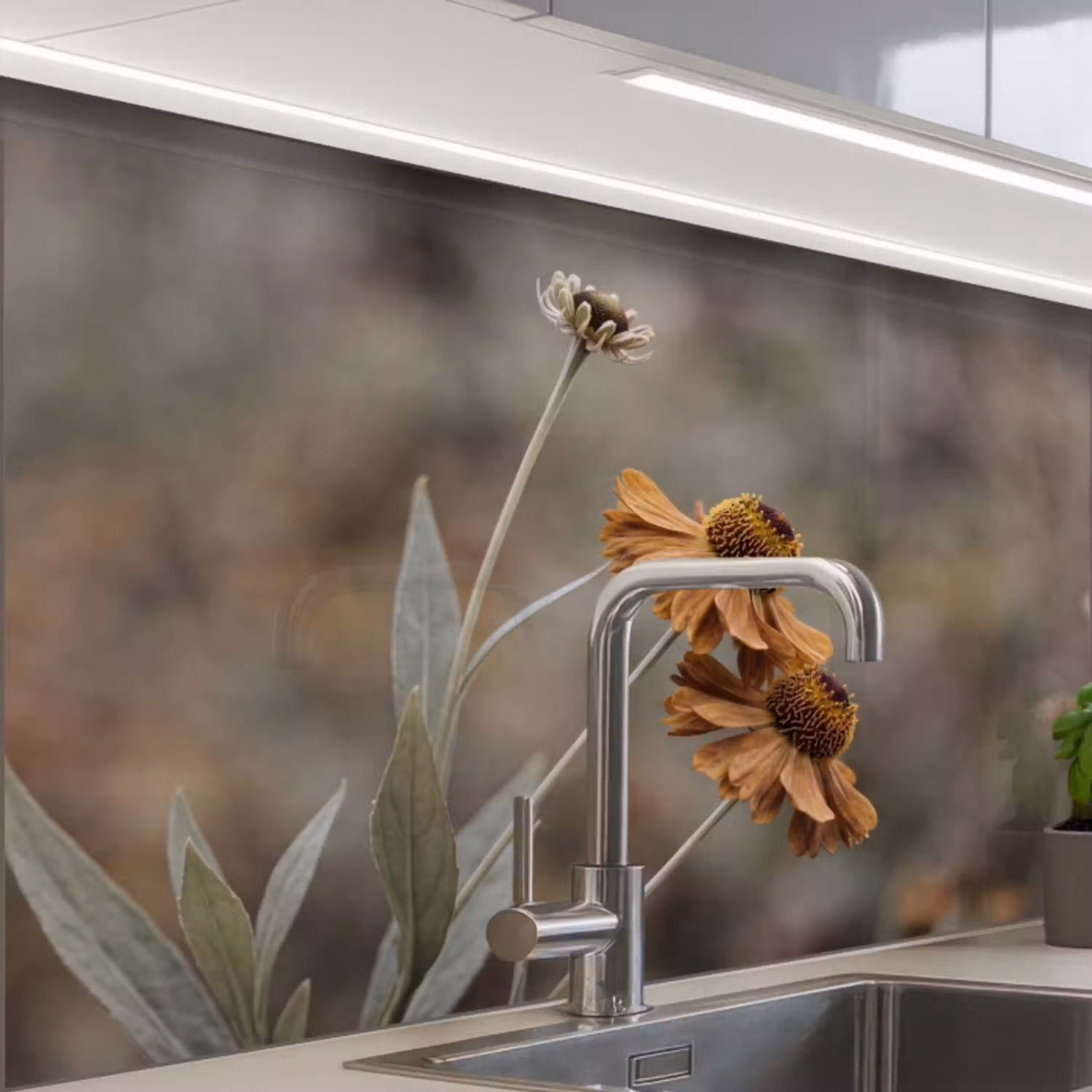Zonnehoed - Droogbloemen - Geel - Warm keuken achterwand 2 middel -zzzz3d_schuin