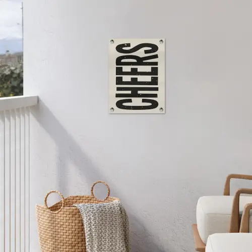 Cheers - Japandi - Zwart - Letters tuinposter los doek klein -sfeer8