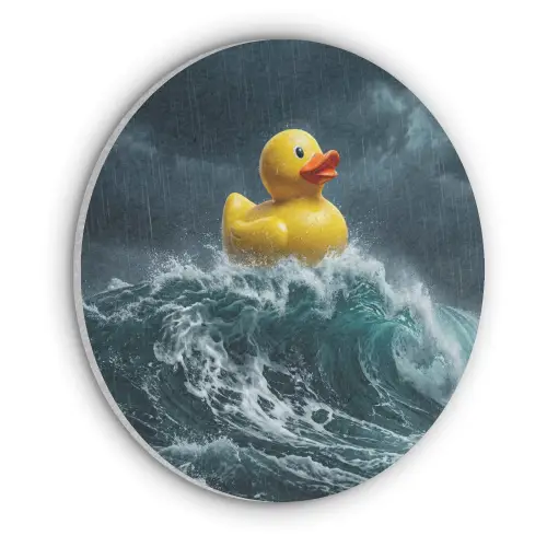 Storm - Badeend - Golven Akoestische PET Vilt - Rond klein -3d