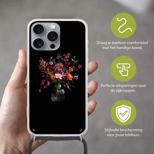 Boeket - Veldbloemen - Vaas Hoesje iPhone 16 Pro Max met koord klein -sfeer2_NL