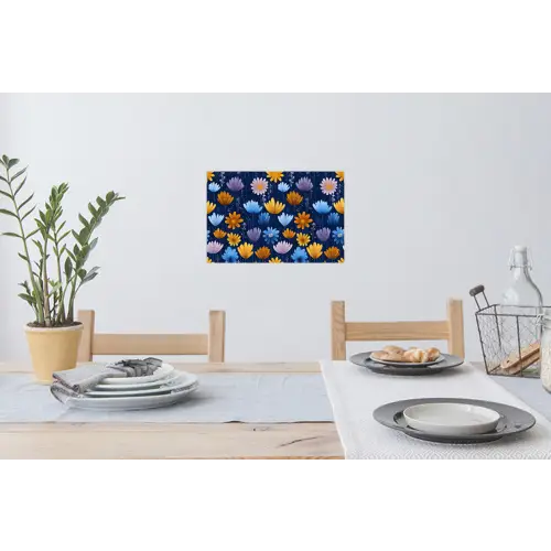 Bloemen - Patroon - Blauw - Contrast Muursticker klein -eettafel