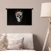 Bloemen - Schedel - Kleurrijk Wandkleed katoen klein -sfeer4