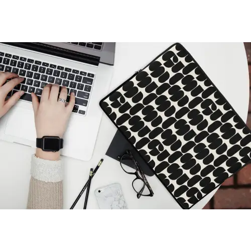 Modern - Patroon - Zwart laptophoes neopreen klein 279 -bureau