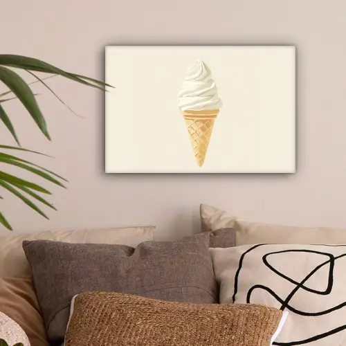 Softijs - Hoorntje - Wit canvas 2cm klein -sfeer1
