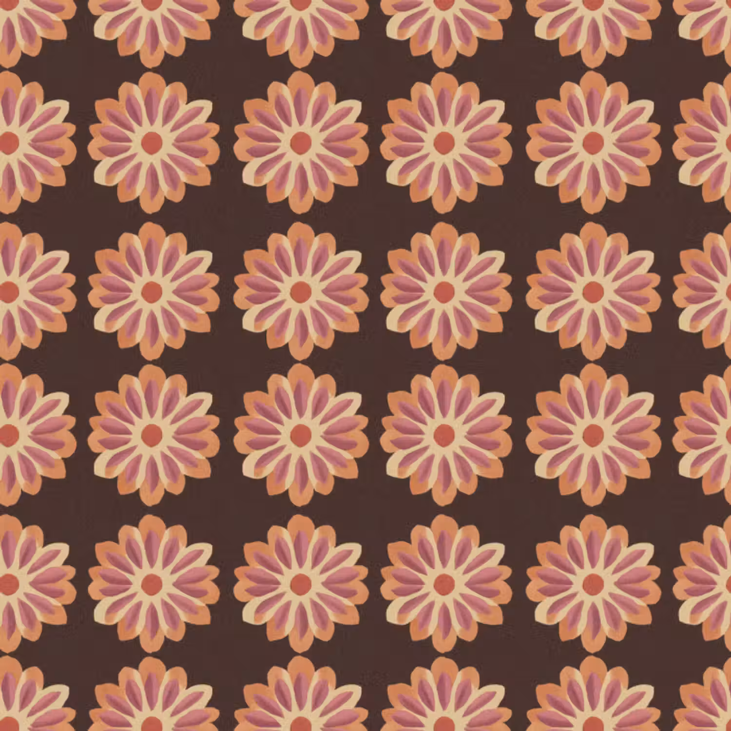 Behang - Bloemen - Patroon - Bruin