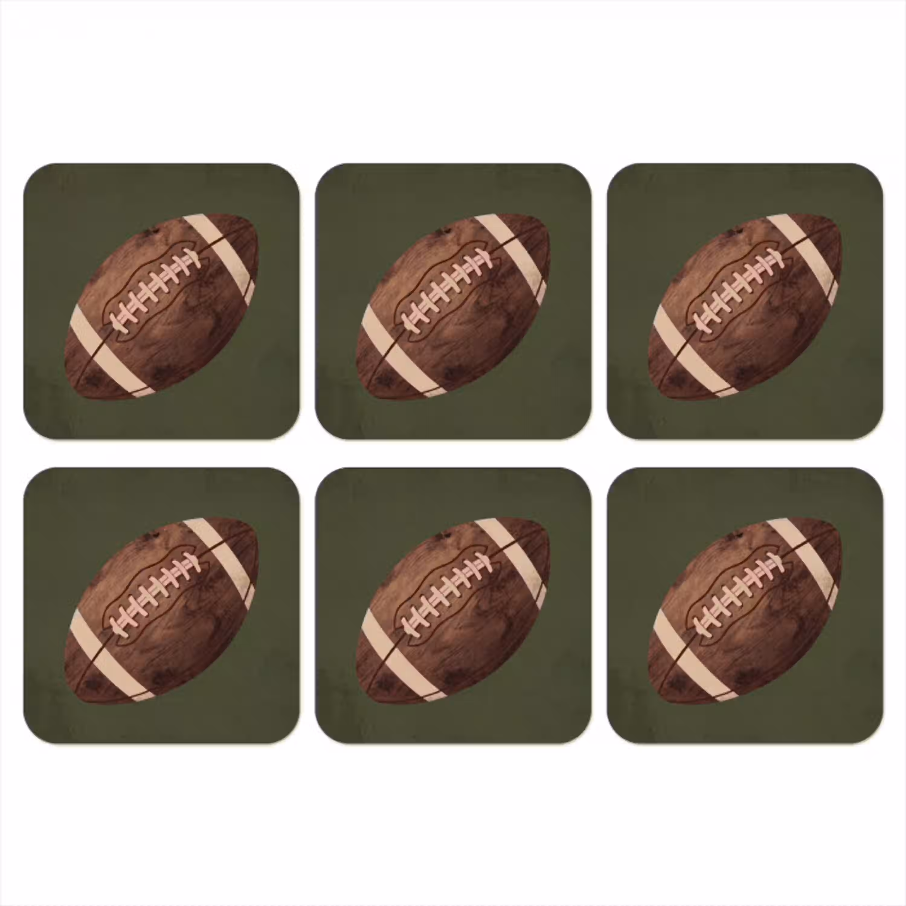 Football - Hout - Sport - Groen onderzetter kurk middel -3d