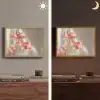 Bloemen - Stelen - Roze - Schaduw Light Box met batterij (Wandlamp) middel -sfeer3