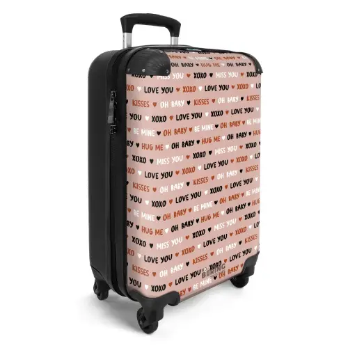 Liefdeswoorden op lichtroze NBS - Handbagage koffer - Volwassenen Unisex middel -productfoto_3d