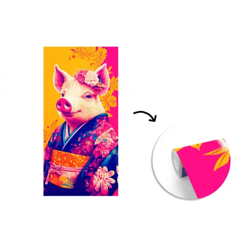 Varken - Bloemkroon - Kimono - Abstract fotobehang vinyl groot -3d