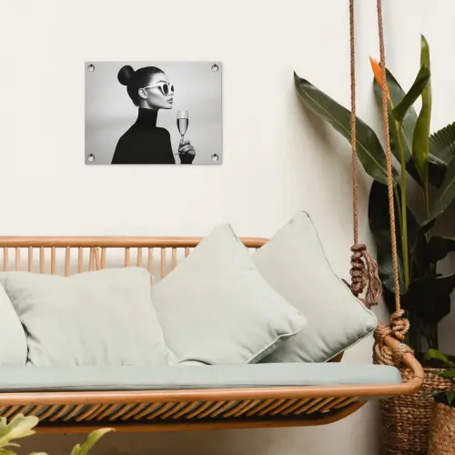 Vrouw - Champagne - Modern tuinposter los doek klein -sfeer7