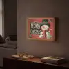 Klassiek - Kerstgroet - Sneeuwpop - Rood Light Box met batterij (Wandlamp) middel -sfeer1