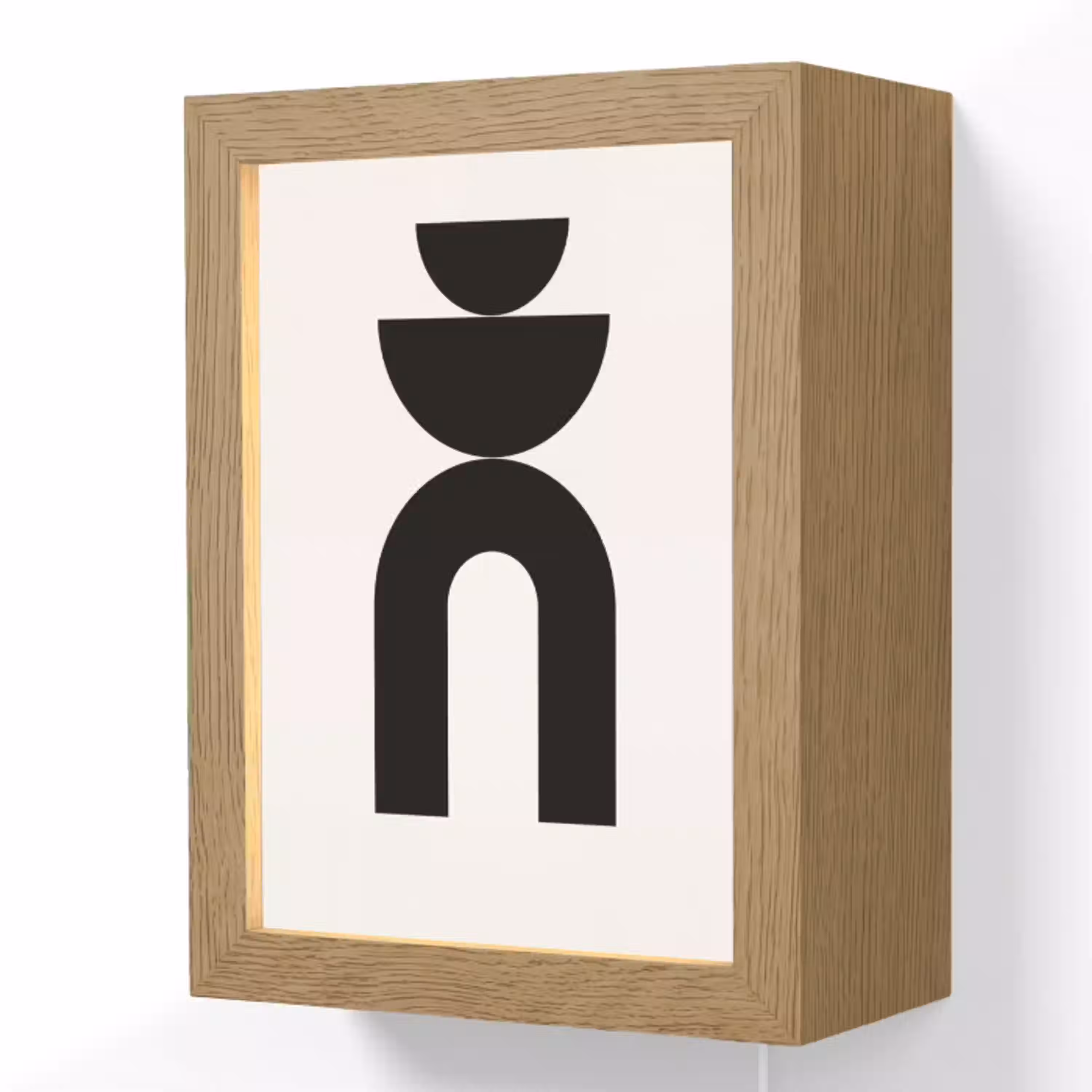 Minimalistisch - Kunst - Wit Light Box met kabel (Wandlamp) klein -3d