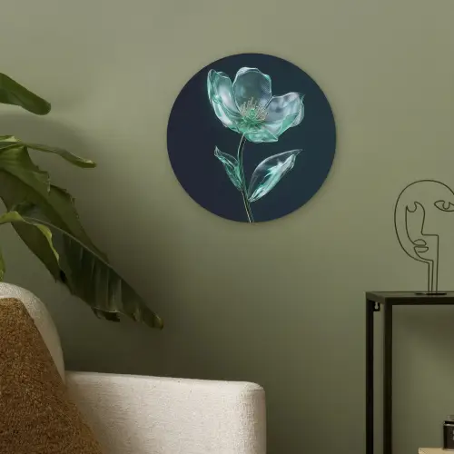Bladeren - Bloem - Glazen - Donkerblauw Akoestische PET Vilt - Rond klein -sfeer2