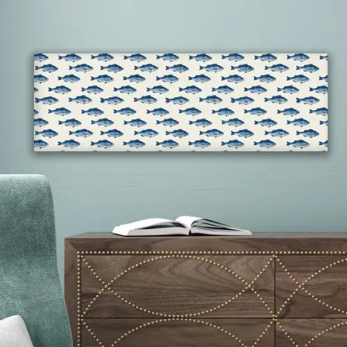 Vis - Patroon - Blauw canvas 2cm klein 828 -sfeer4