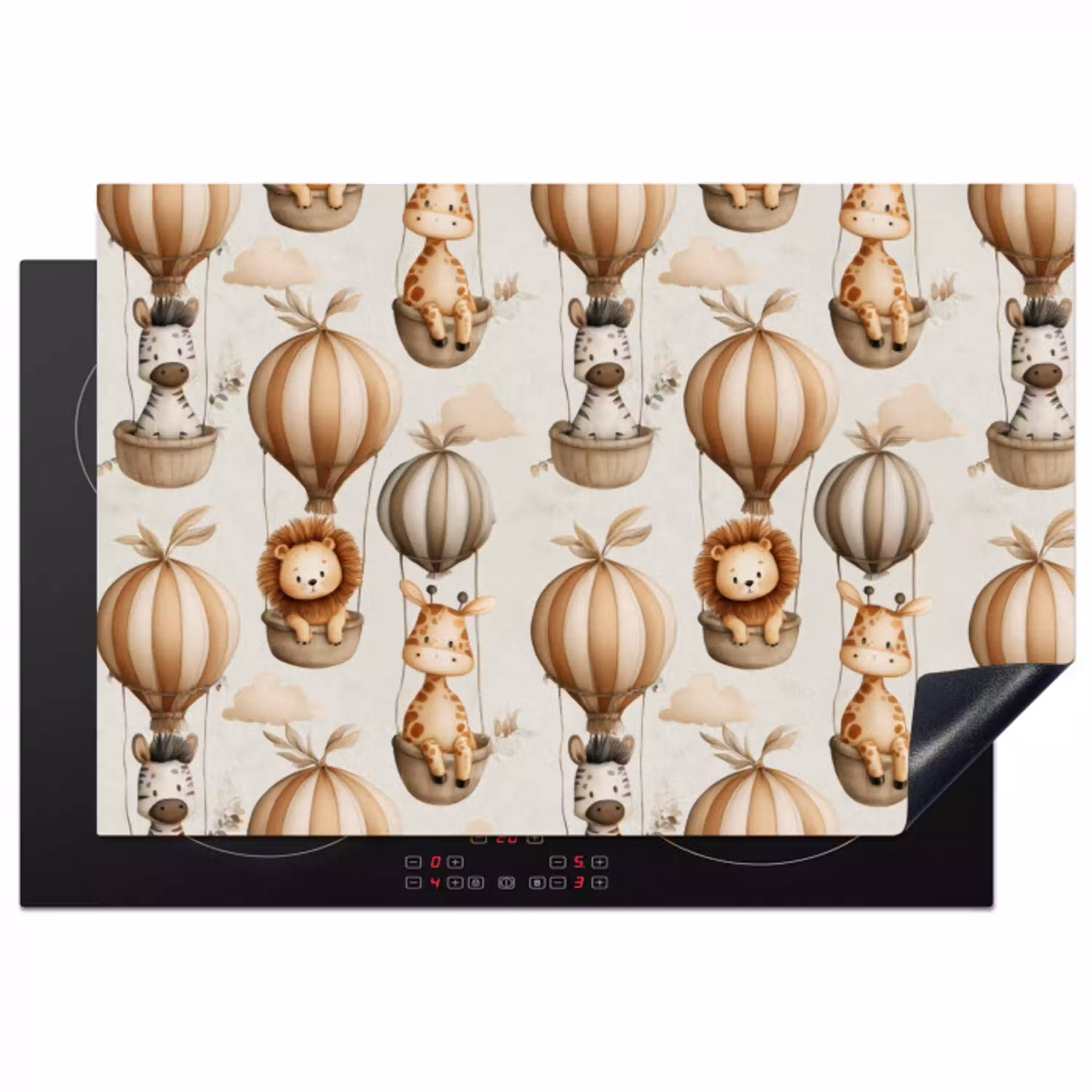 Safari - Luchtballonen - Taupe Inductie beschermer vinyl 3mm klein 276 -3d